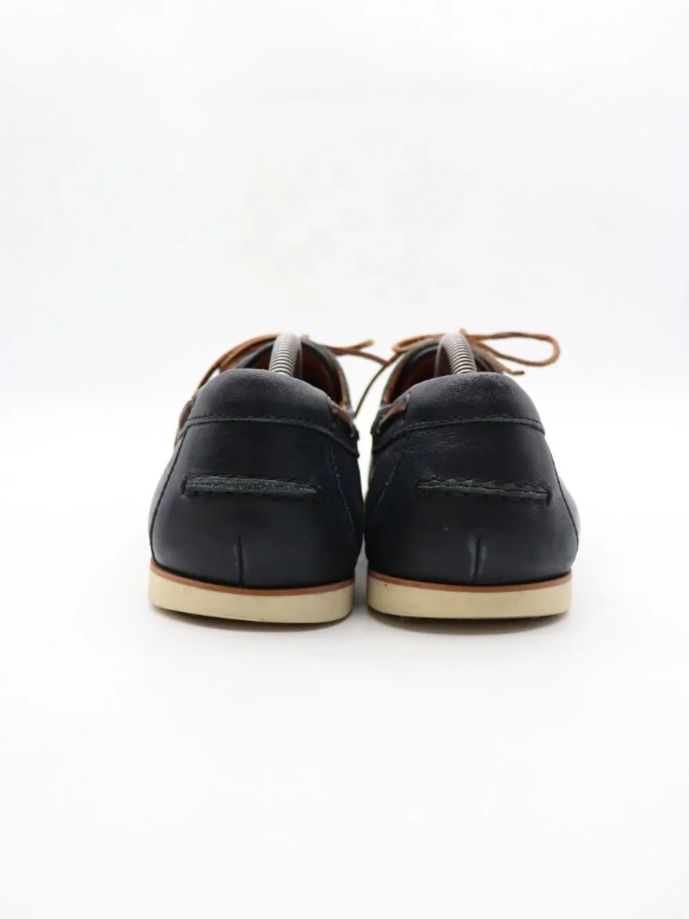 Bottega Veneta Boat Shoes Men's Size EU 44.5 Navy Leather Lace Up Loafers Italy